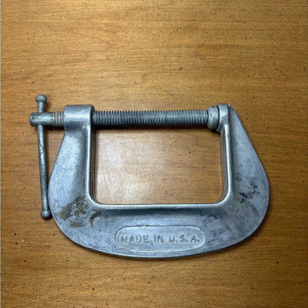 Made in usa vintage Silver Metal C Clamp